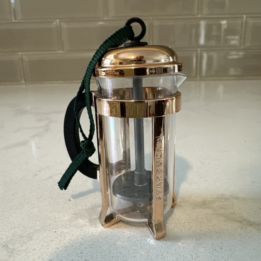 Starbucks Bodum Copper French Coffee Press Hanging Glass Metal Ornament‎ 2016